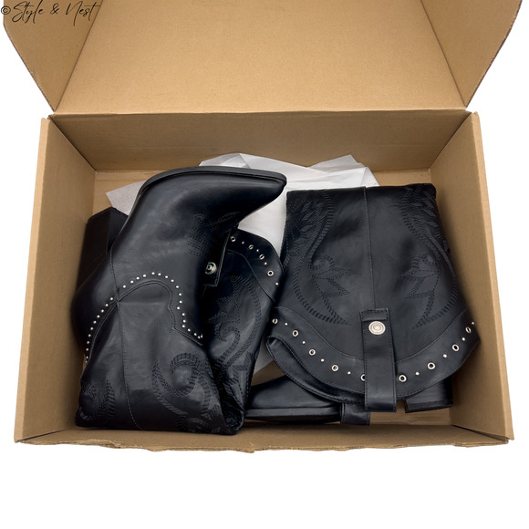 Embroidered Rhinestone Whismigoth Rave Cowboy Boots Knee High Women Size 7 - Picture 2 of 12